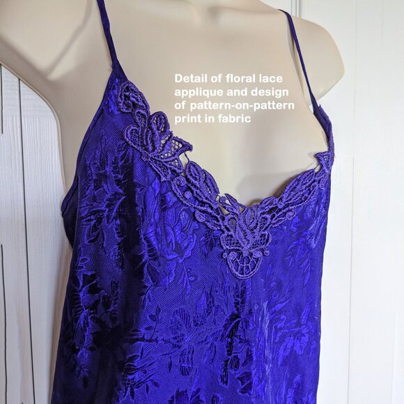 Inner Most dark purple polyester spaghetti strap nightgown, 38" bust, Pretty! - Picture 11 of 13